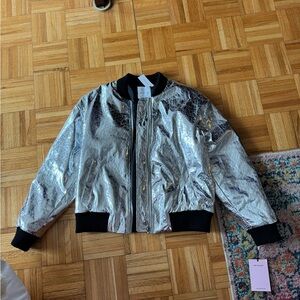 Silver Metallic Bomber Jacket